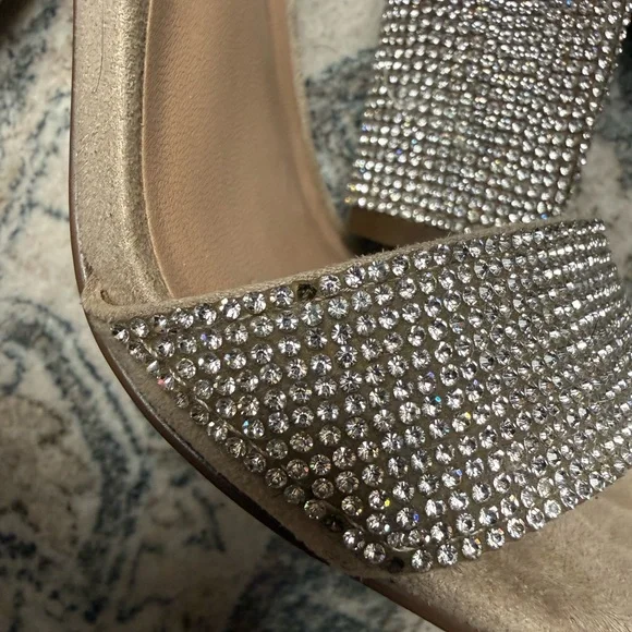 Call It Spring Silver Rhinestone Block Heel Sandals - Picture 2 of 6